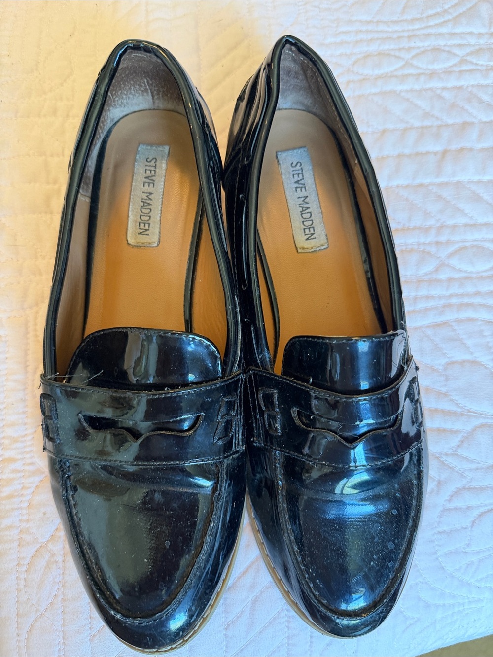 Steve Madden Black Patent Penny Loafers